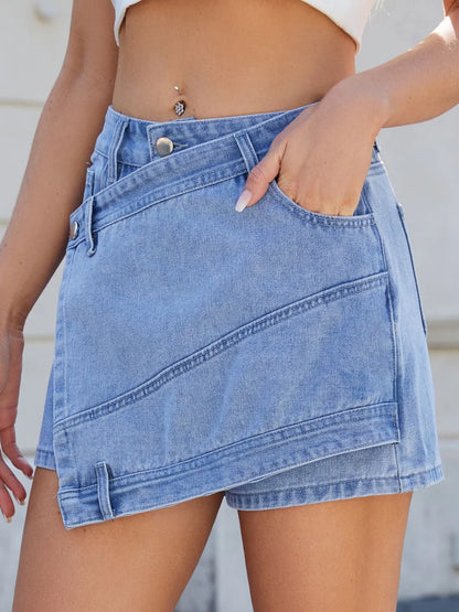 Asymmetrical Jean Skort